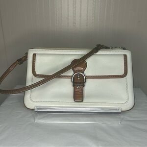 Coach Vintage White and Brown Clutch Wristlet